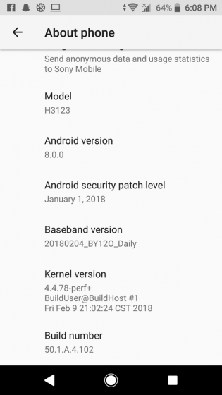 New update hitting Sony Xperia L2 and XA2 series